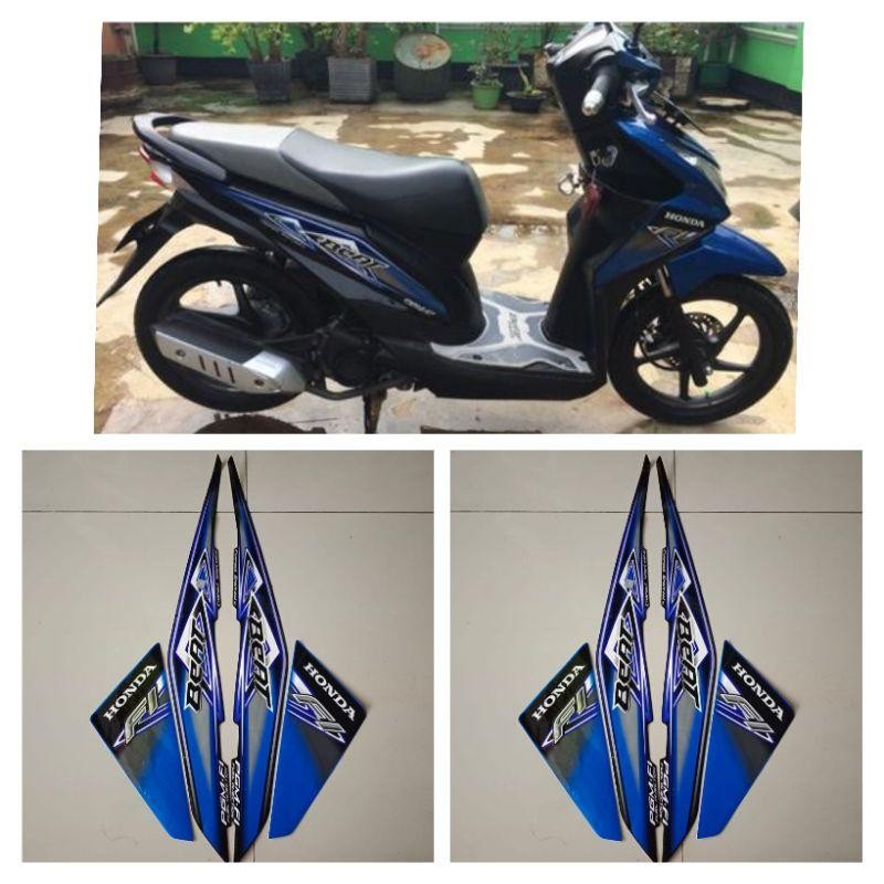 Stiker striping motor beat PGM Fi 2013 biru full body original