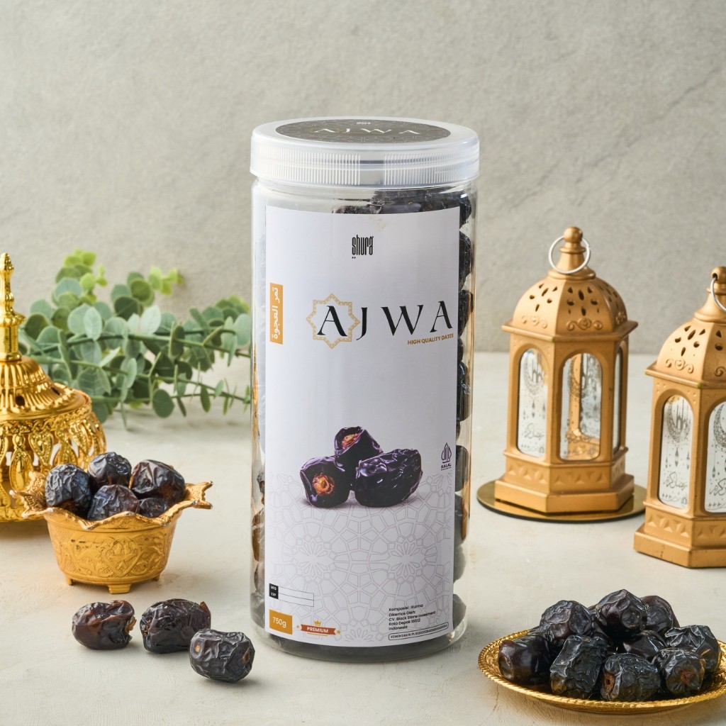 

Shura Kurma Ajwa Toples Kurma Nabi Premium Original High Quality 750 Gram oleh-oleh haji umroh