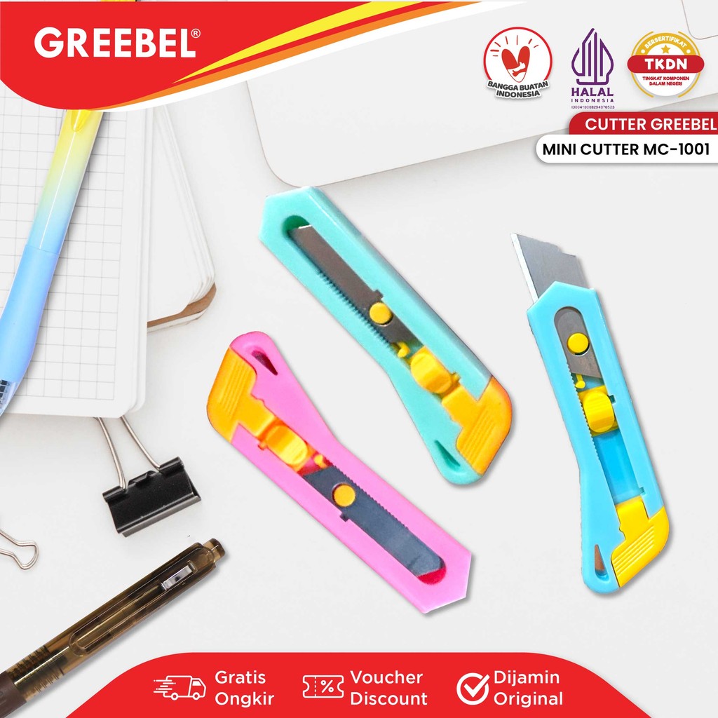 

GREEBEL Mini Cutter (1Pcs) / Kater Untuk Anak Sekolah / Mini Cutter MC-1001