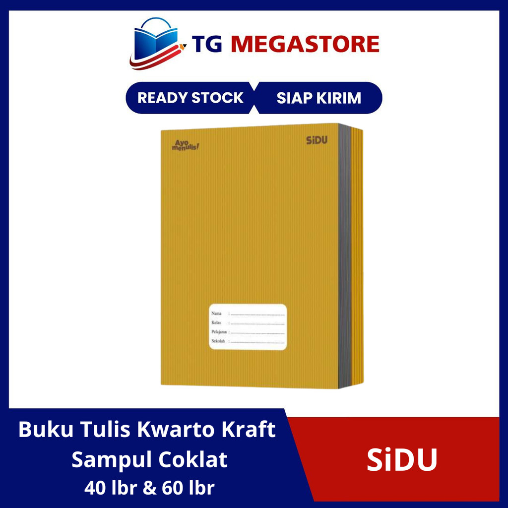 

Buku Tulis SiDU Kraft Sampul Coklat Kwarto 40 lbr 60 lbr