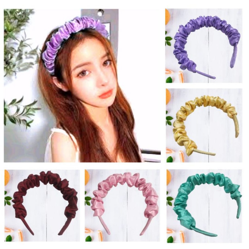 BANDO SCRUNCHIE - BANDO SATIN SERUT BESAR - BANDO SCRUNCHIE KECIL