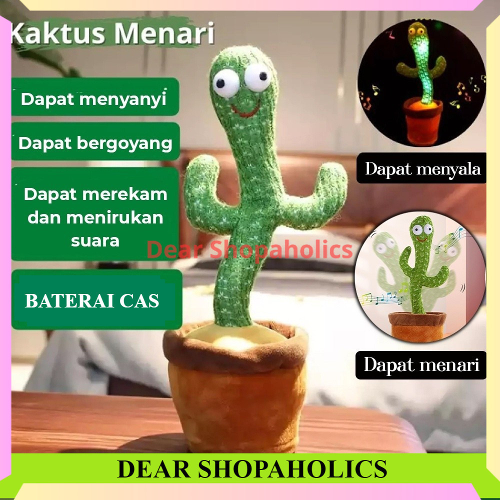 Mainan Anak Kaktus Bergoyang dan Bicara Bisa Rekam Suara Boneka Kaktus Joget Ngomong Goyang CAS