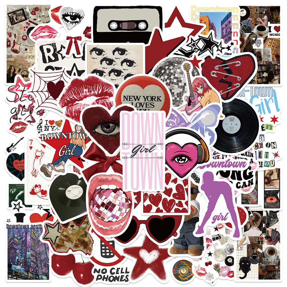 

50PCS Downtown Y2K Girls VSCO 90s Vintage Cool Stickers Cute Aesthetic Decal Car Diary Motorcycle Laptop Scrapbook Toy Sticker