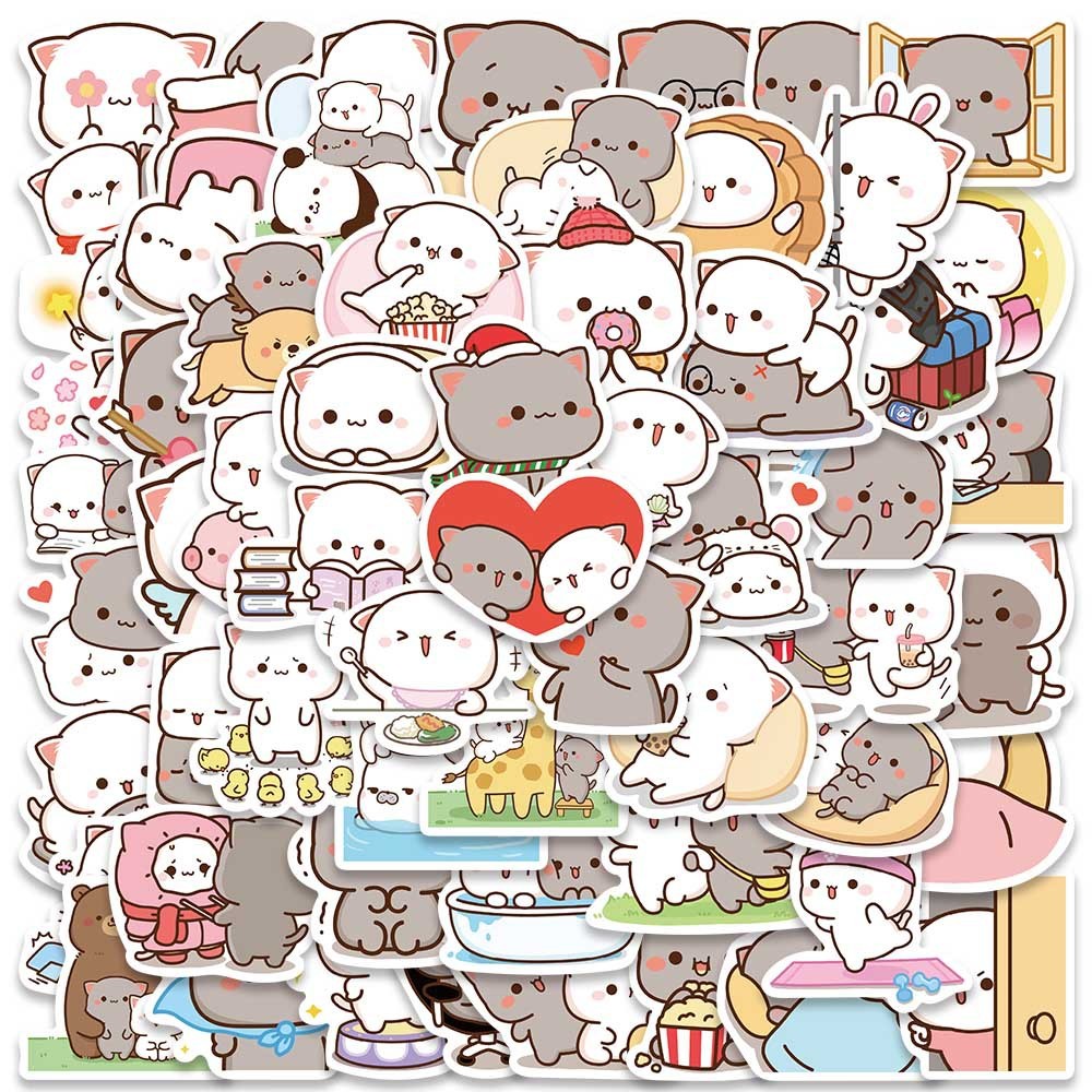 

10/30/60Pcs Cute Cat Love Graffiti Stickers Refrigerator Guitar Diary Phone Laptop Aesthetic Stickers Waterproof Decal Toys