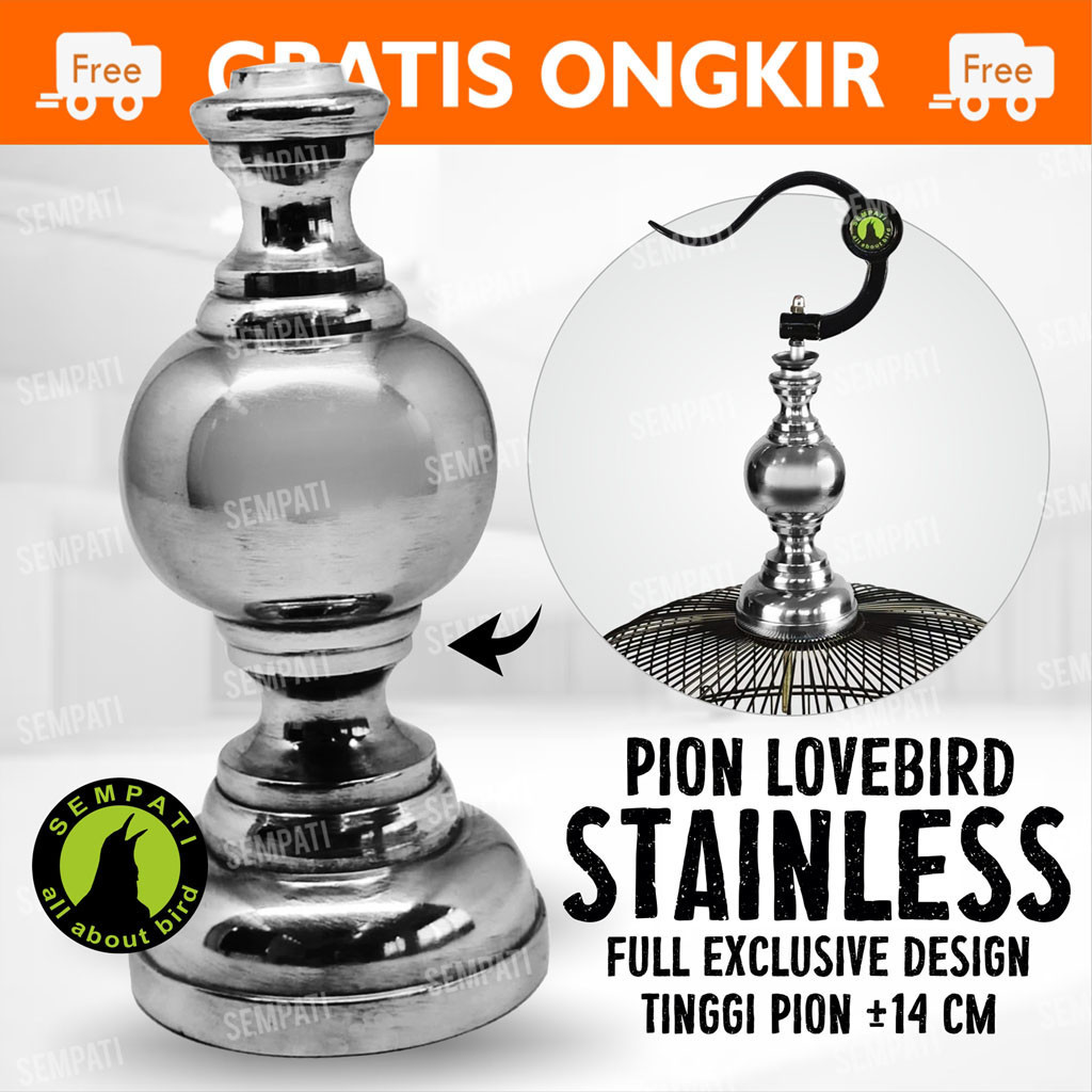 SEMPATI PION SANGKAR BURUNG LOVEBIRD STAINLESS