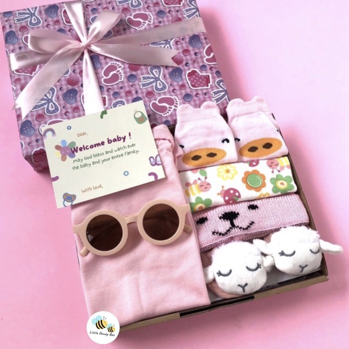 

[Best Seller] Hamprrs cewek cowok / hampers baby girl boy newborn /kado lahiran - Pink kupluk