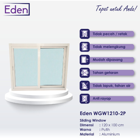 Jendela CENDELA SLIDING Aluminium ALUMUNIUM Eden Almslid Wd WGW1210-2P 120X100Cm KAMAR MANDI DAPUR