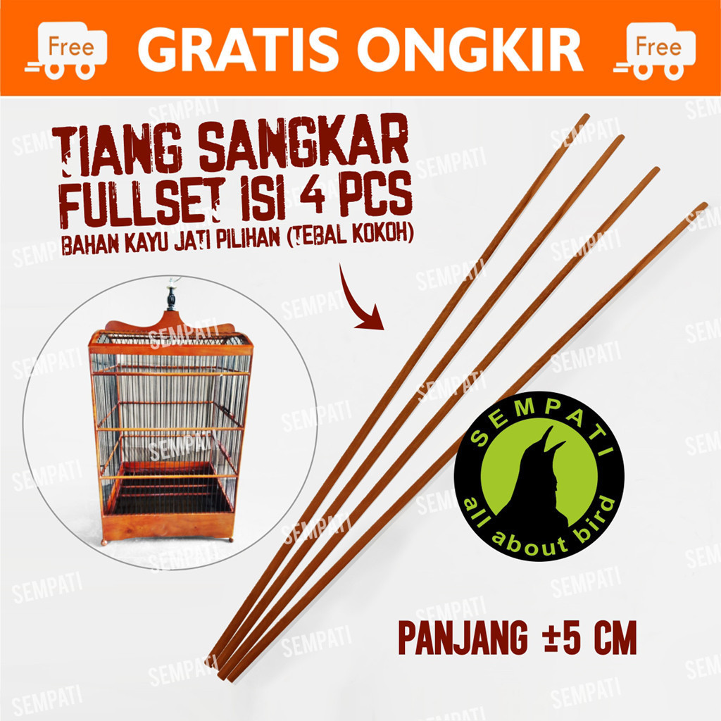 SEMPATI TIANG SANGKAR KOTAK KAYU POLOS TIANG SUDUT KANDANG BURUNG BAHAN KAYU BULAT POLOS PANJANG 65 