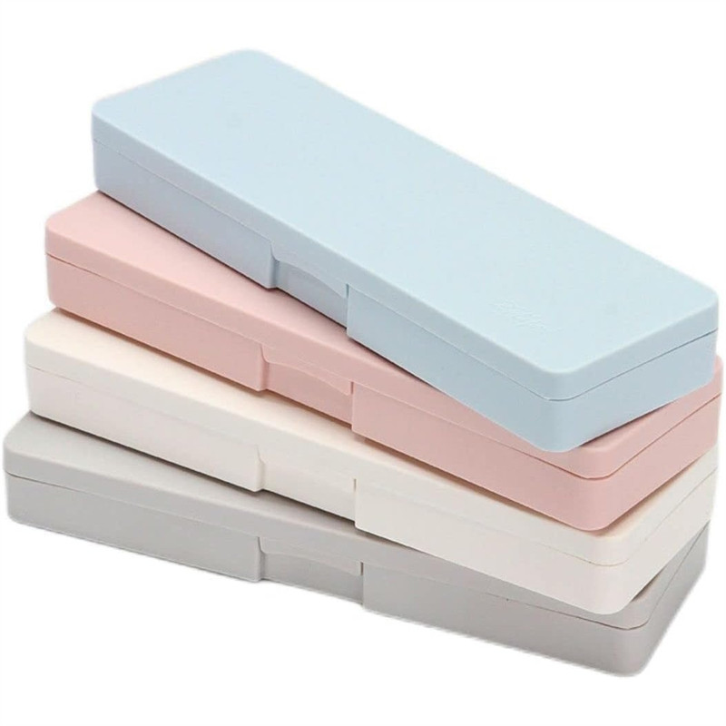 

Pencil Box Hard Pencil Case with Snap Tight Lid Plastic Stackable Design Office Supplies Storage Organizer