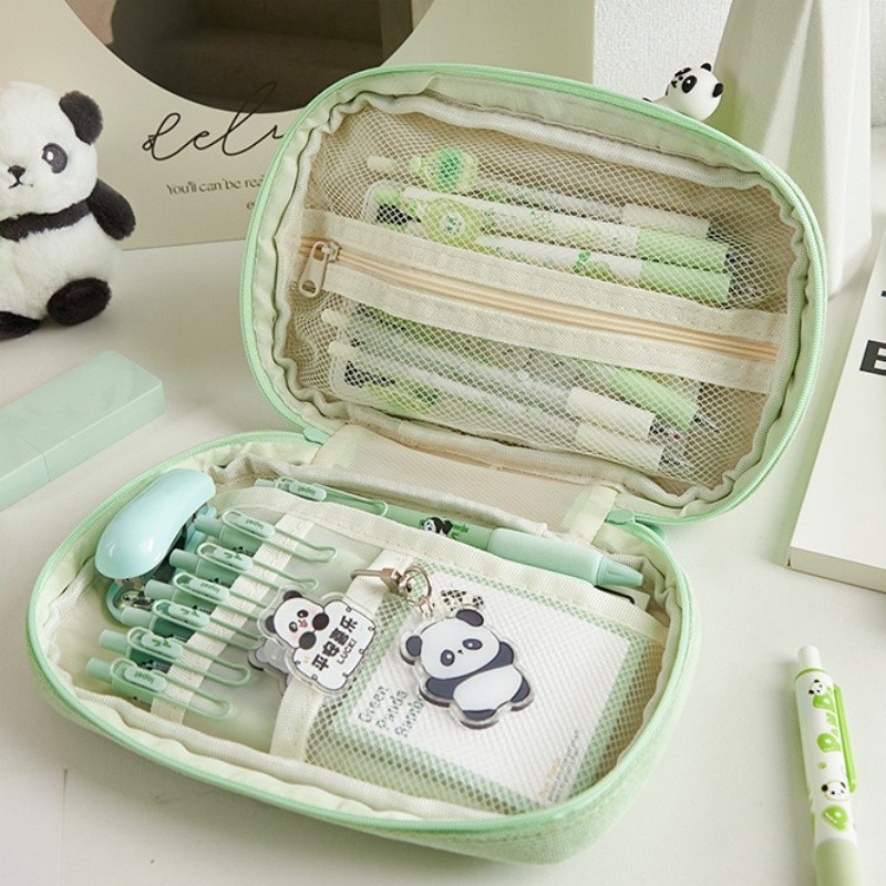 

1 Piece Simplicity Pencil Case Fashion Green Blue Solid Color Pencil Box for Kids High Capacity Portable Stationery Storage Bag