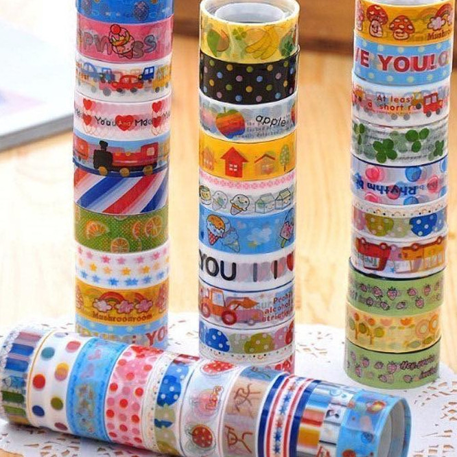 

2pcs | Selotip Gliter Motif Warna-Warni / Isolatip Solasi Selotip Gliter/isolasi karakter - SAN BWI