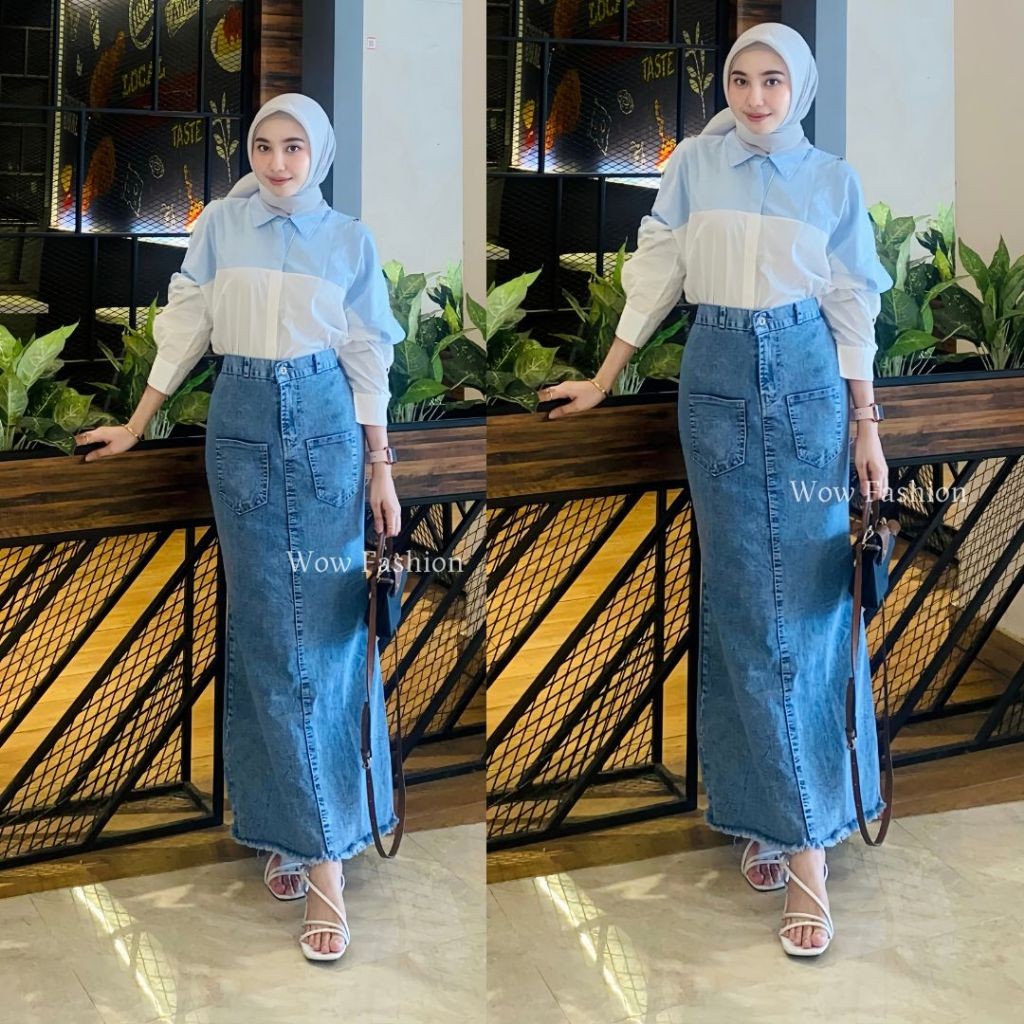 Alina Rok Jeans Kekinian Model Duyung // Mermaid Skirt Panjang Wanita Terbaru