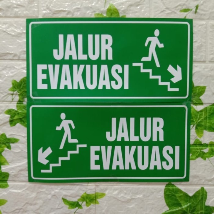 

SIGN LABEL STICKER JALUR EVAKUASI TANGGA KIRI KANAN 30X15CM K3 STIKER