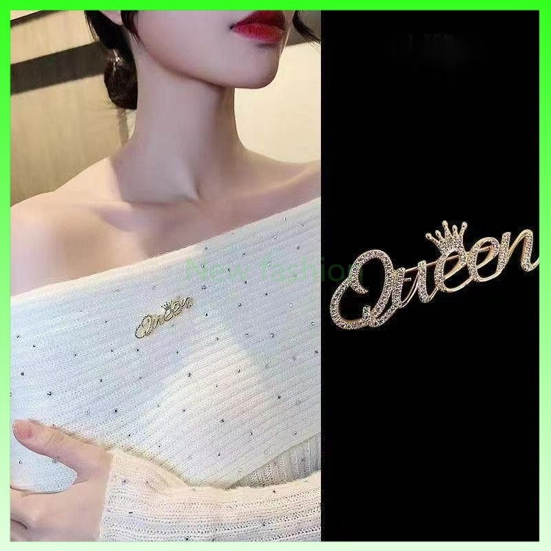 Bros Huruf Berlian/Pin Kerah Lencana Pin Kelas Atas Besar Aksesori Wanita