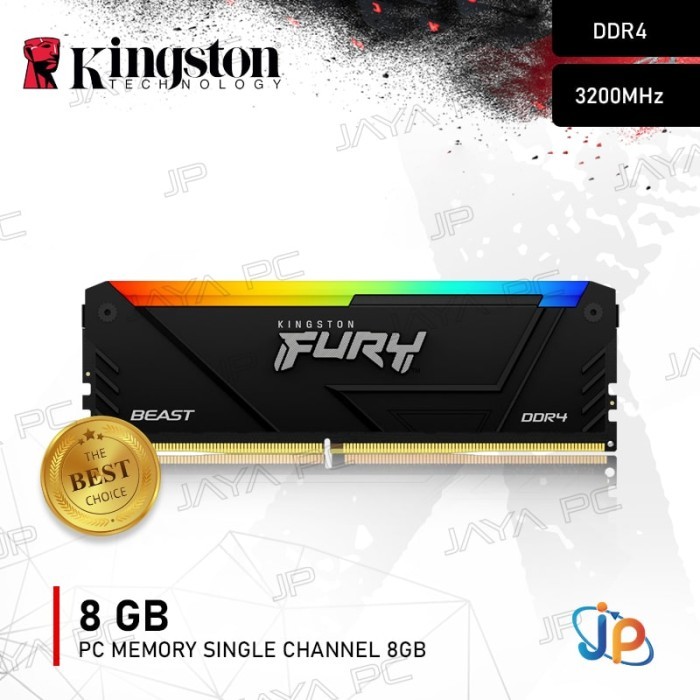 Memory Kingston Fury Beast RGB PC25600 3200Mhz DDR4 8GB Ram