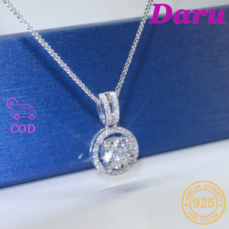 DARU Kalung Moissanite 3 Karat Untuk Wanita Rantai Klavikula Platinum Pt950
