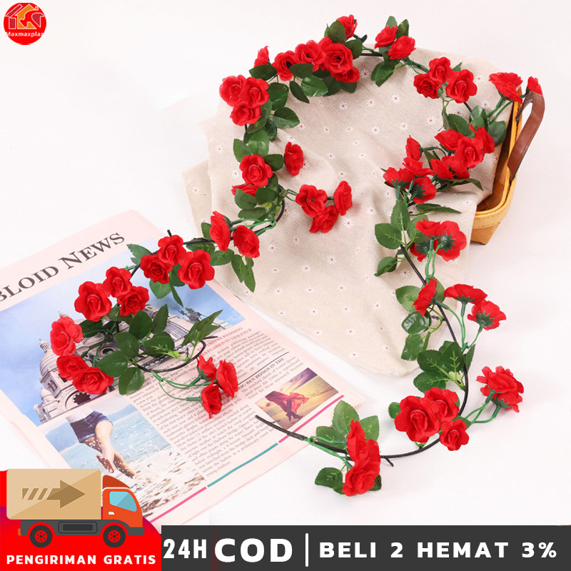 Bunga Rambat Besar Palsu Bunga Juntai Plastik Bunga Plastik Dekorasi Dinding