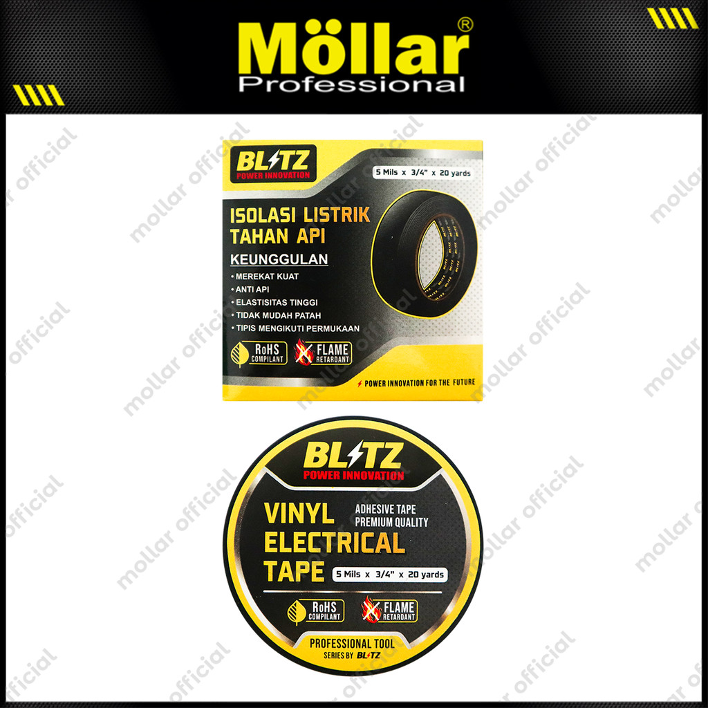 

BLITZ Isolasi Listrik Hitam 3/4" x 20 Yard Lakban Kabel Vinyl Electrical Tape