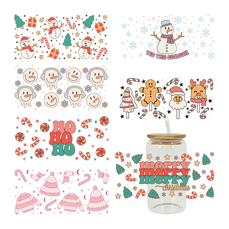 

3D UV DTF Transfers Stickers, 16oz, Cup Wraps, New Year, Christmas Printed for DIY Glass, Ceramic, Metal, Leather, Etc. D4294