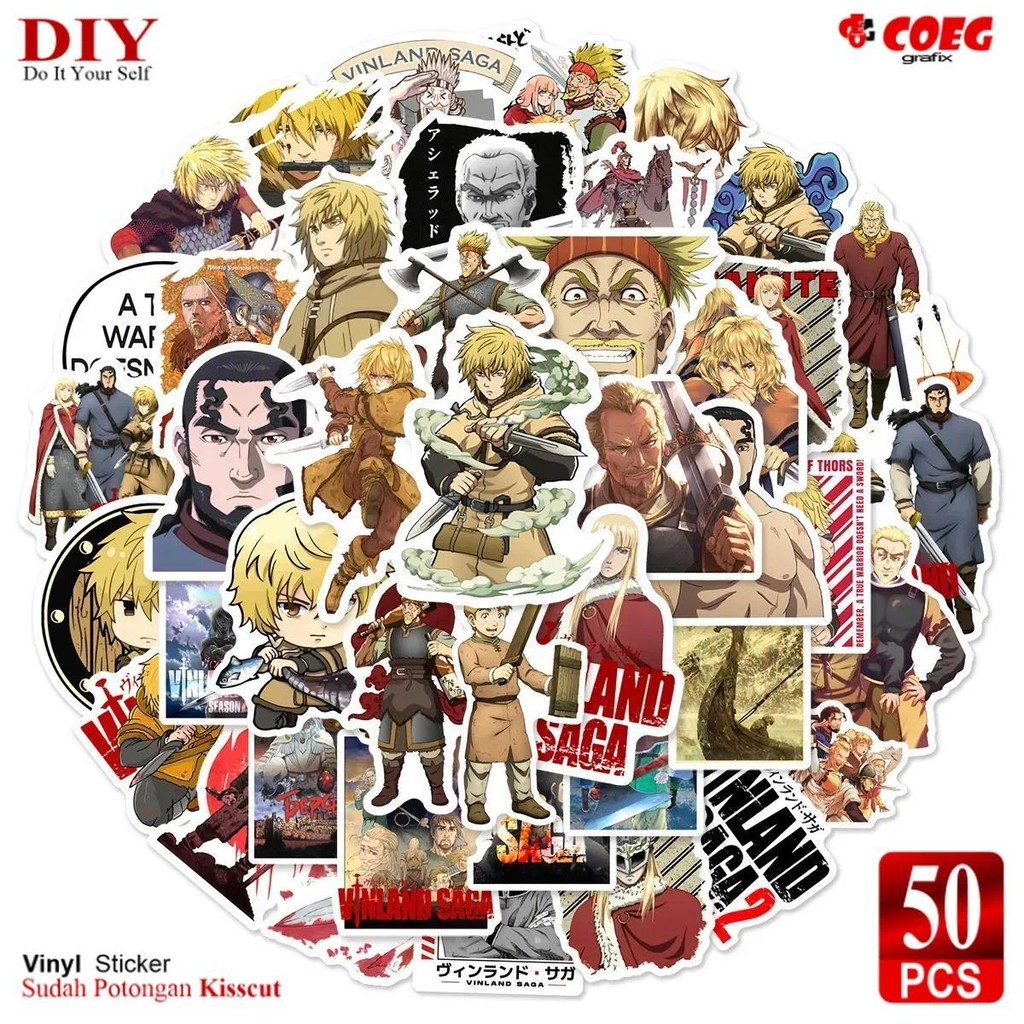 

50 PCS VINLAND SAGA Series Graffiti Stickers CG97 - Stiker Estetik & Tahan Air - Sudah Dipotong Mengikuti Pola Desain - Cocok untuk Helm, DIY, dan Hadiah