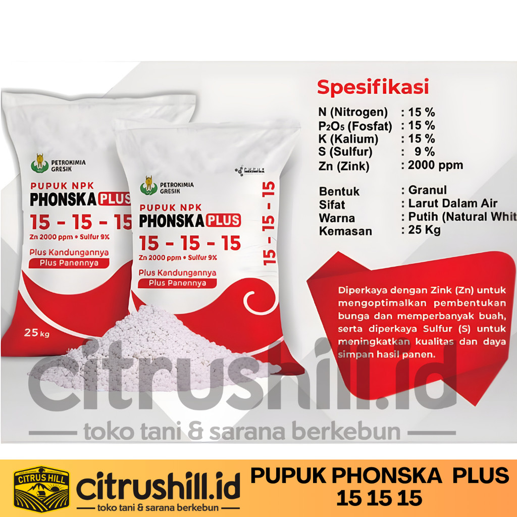 Pupuk NPK Phonska Plus 15 15 15 - PETRO KIMIA 25kg ASLI KEMASAN PABRIK