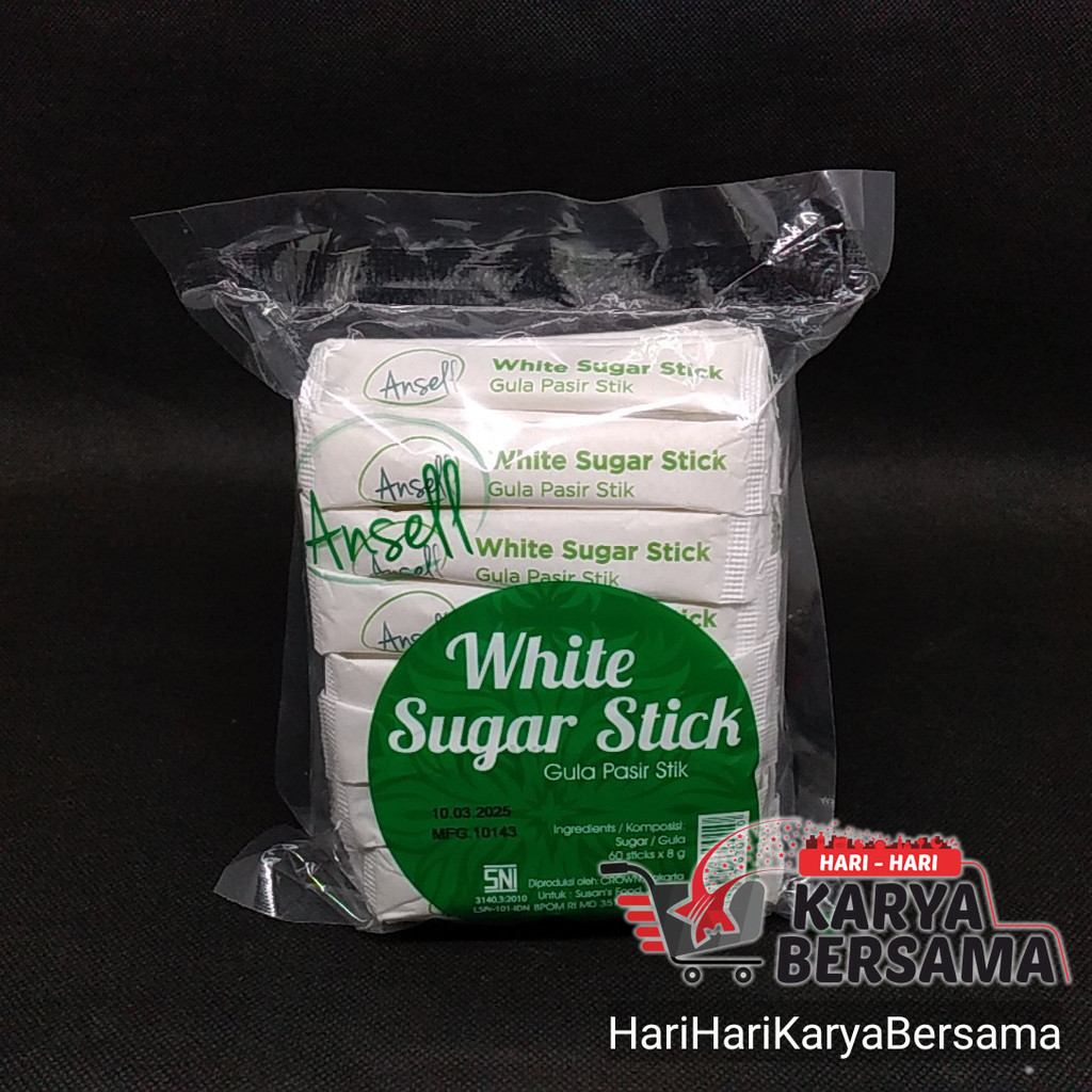 

BAHAN MASAK ANSELL WHITE SUGAR GULA PASIR STICK ISI 60 PCS X 8GR