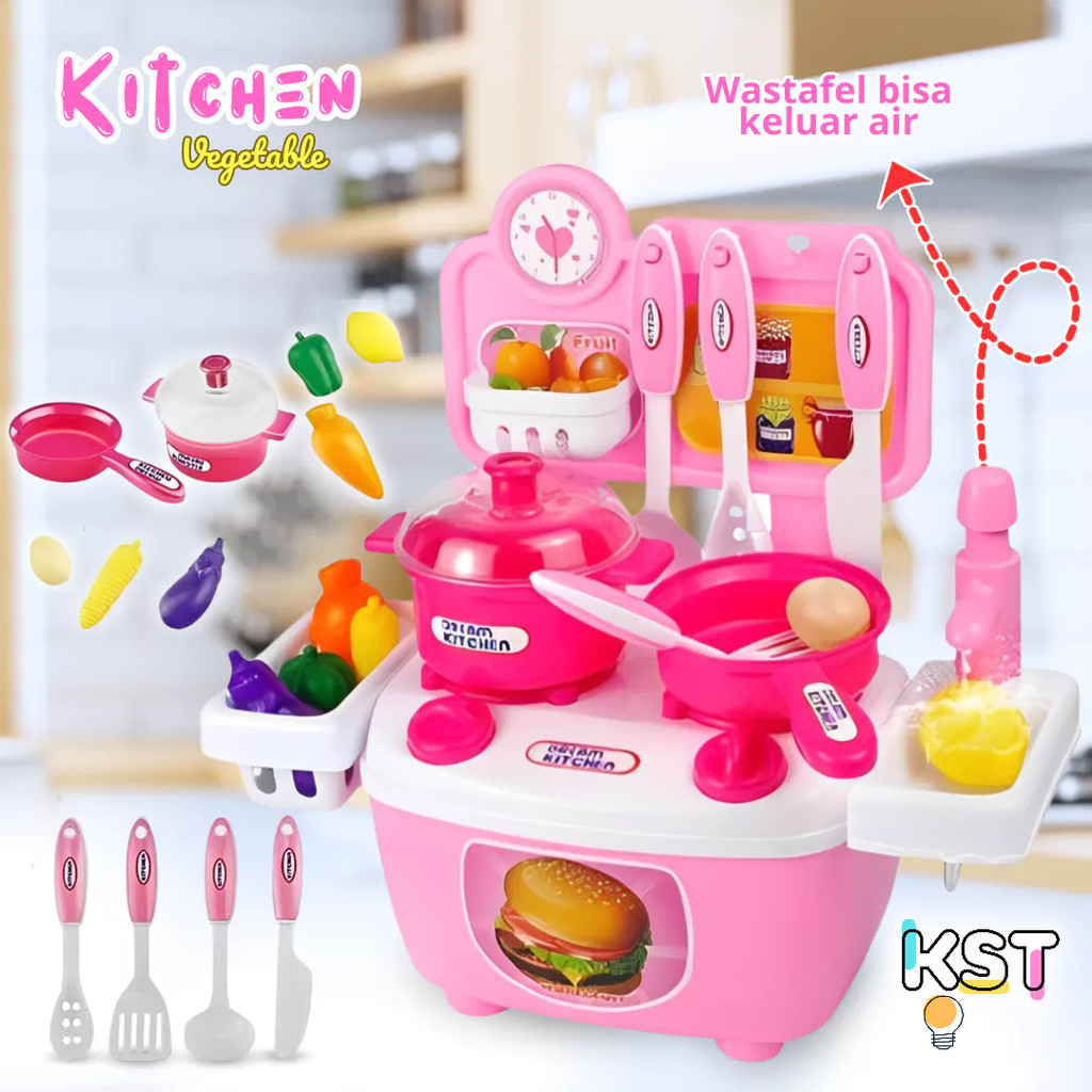 [KST] Mainan Masak Masakan Dapur Mini Wastafel Air Tas Ransel Anak Perempuan Edukatif Kreatif