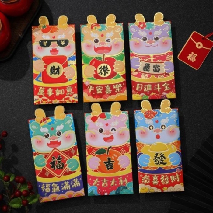 

Angpao Kartun 2024 Imlek Tahun Naga - Angpao 3D Model Naga 2024 - AP6 6pcs