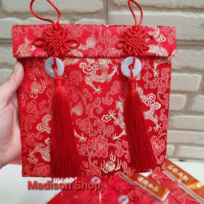 

Dompet Kain Jumbo Angpao Jumbo Koin Giok Murah Amplop Kado Uang Imlek - bunga besar