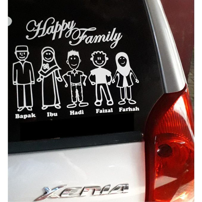 STIKER HAPPY FAMILY KEREN CUTTING STIKER KACA MOBIL HAPPY FAMILY TERMURAH