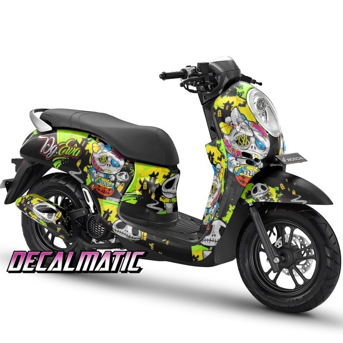 Stiker Full Body + Decal Dashboard Honda Scoopy  Hello Kitty Zombie - 2012-2016