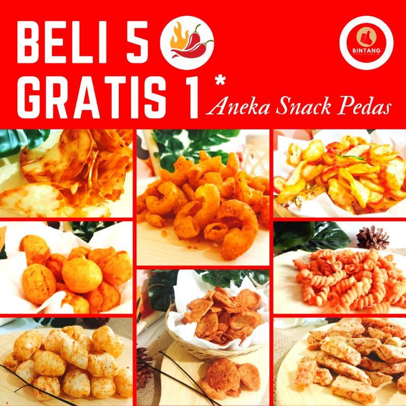 

PROMO Snack Kiloan Pedas Gila | BELI 5 GRATIS 1 | makanan ringan | snack kiloan free kardus & bubble wrap untuk pengiriman ekpedisi