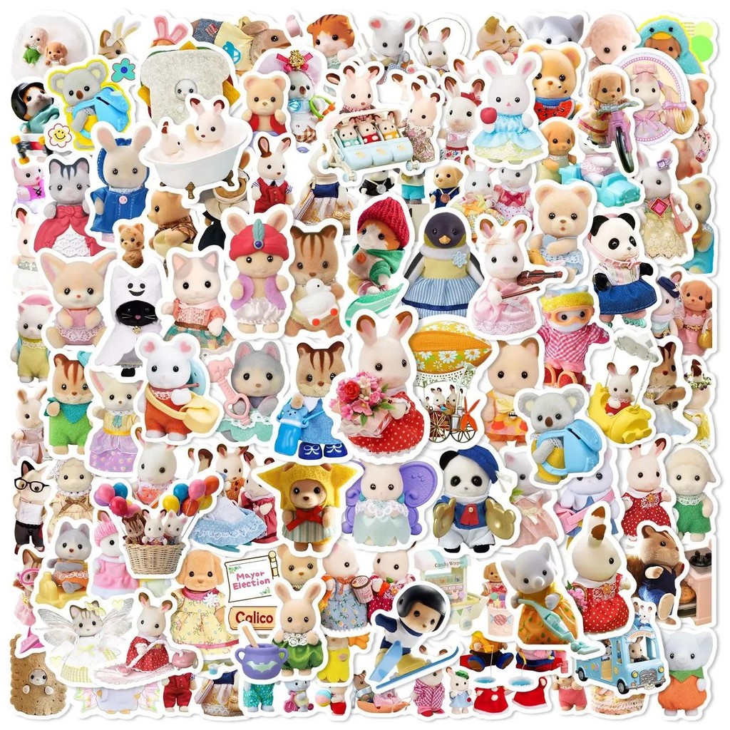 

100PCS Calico Critters Stickers Laptop Scrapbook Decoration Graffiti Decals Skateboard Laptop Waterproof Sticker Toys Decor