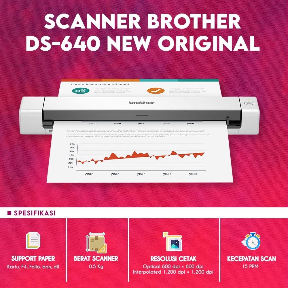 BROTHER Scanner DS640 Portabel Compact Mobile Scanner Brother DS 640