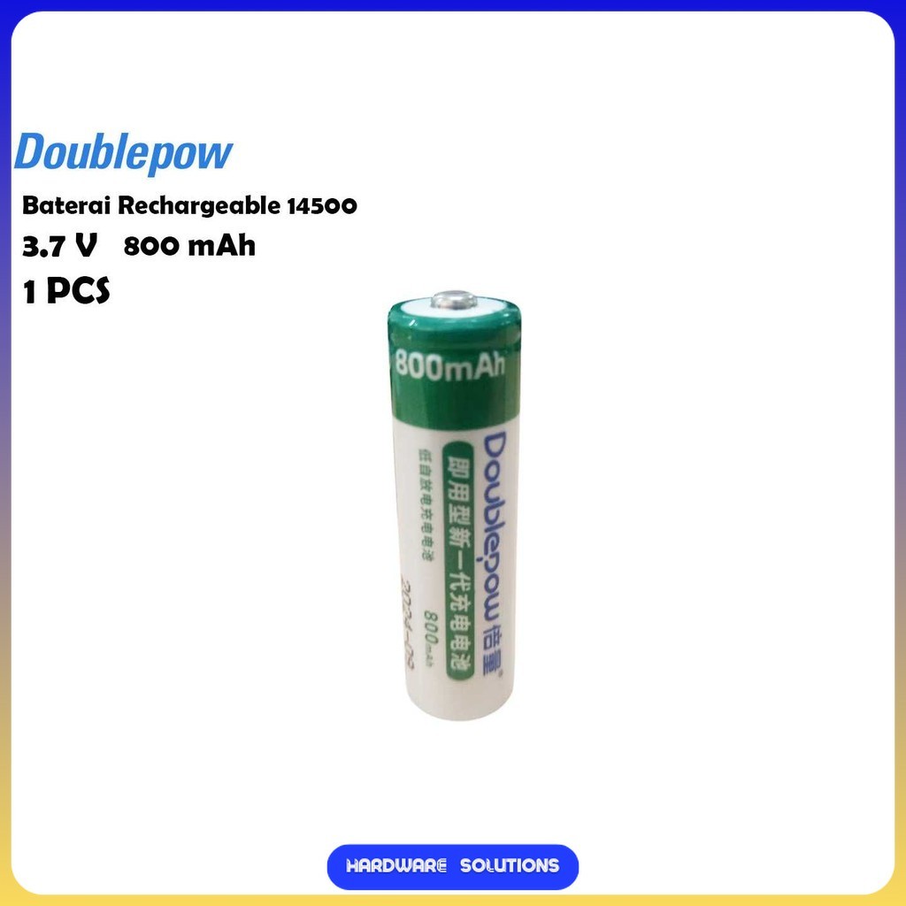 Doublepow Baterai Rechargeable 14500 Li-Ion 3.7V 800mAh