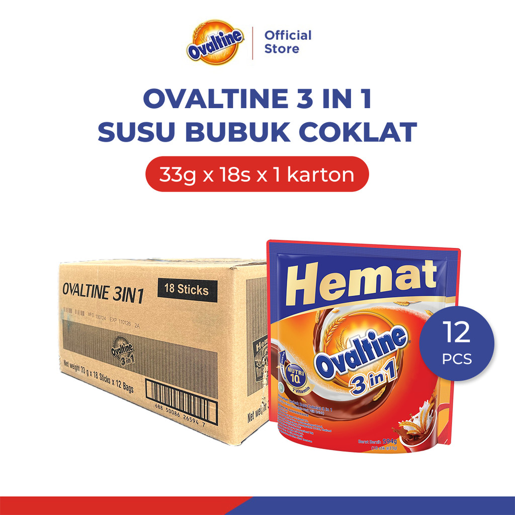 

Ovaltine 3in1 Susu Bubuk Coklat Stik 33gx18s - 12pcs