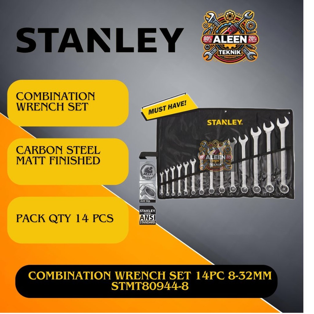 Stanley Combination Wrench Set 14pc 8-32mm Kunci ring Pas STMT80944-8