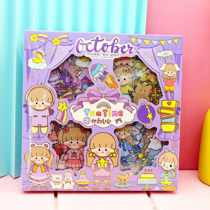 

Stiker Pet Korea MOMO 100 lembar Murah Cutting Sticker Murah Grosir - TEATIME UNGU