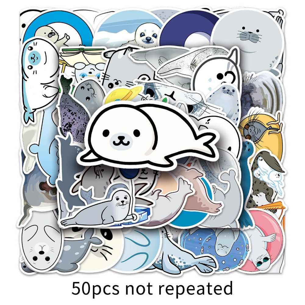 

10/50Pcs Cute Seal Sticekrs Graffiti Cartoon Sea Animal Sticker Suitcase Notebook Refrigerator Skateboard Stationery Wholesale
