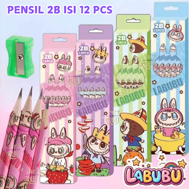 

PENSIL ANAK TK SD MOTIF LABUBU / PAKET KADO ULTAH PENSIL 2B LABUBU ISI 12 / PENSIL LABUBU 1 BOX ISI 12PCS BONUS SERUTAN
