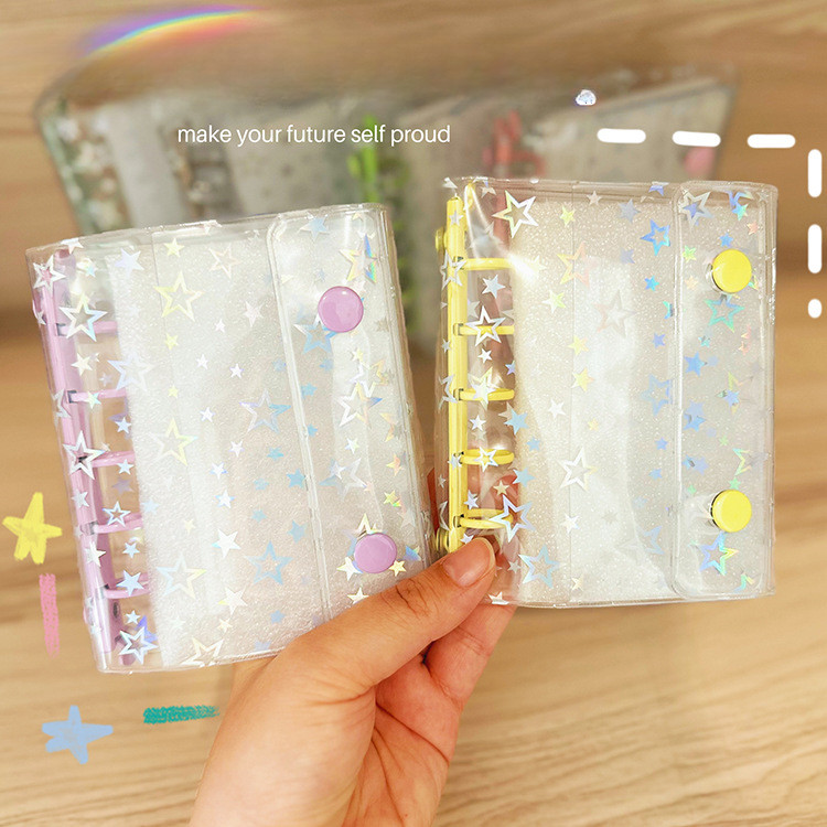 

M5 Color Clip Laser Star Loose Leaf Binder Cover Journal Sketchbook Accessories Diary Office Supplies