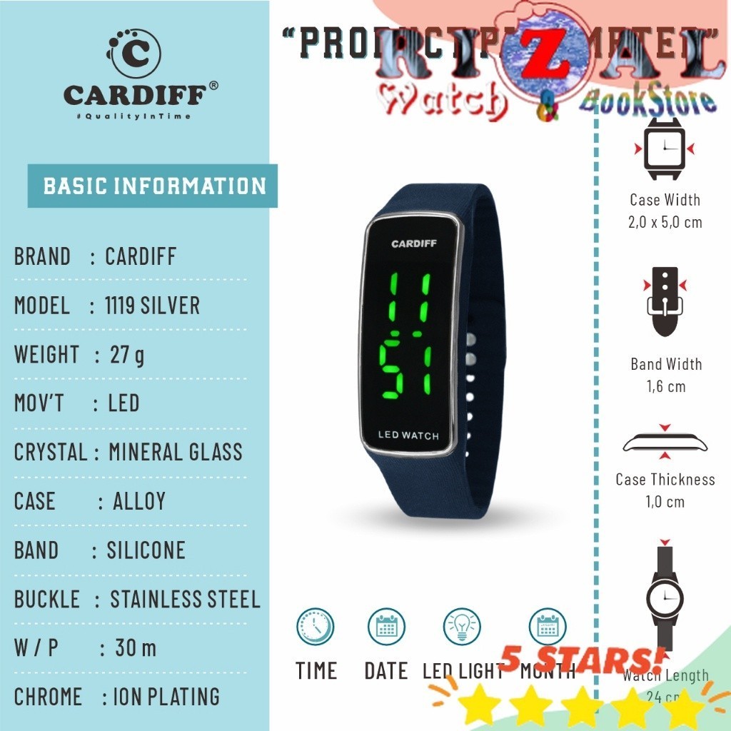 TERLARIS CARDIFF LED 1119 Jam Tangan Digital UNISEX