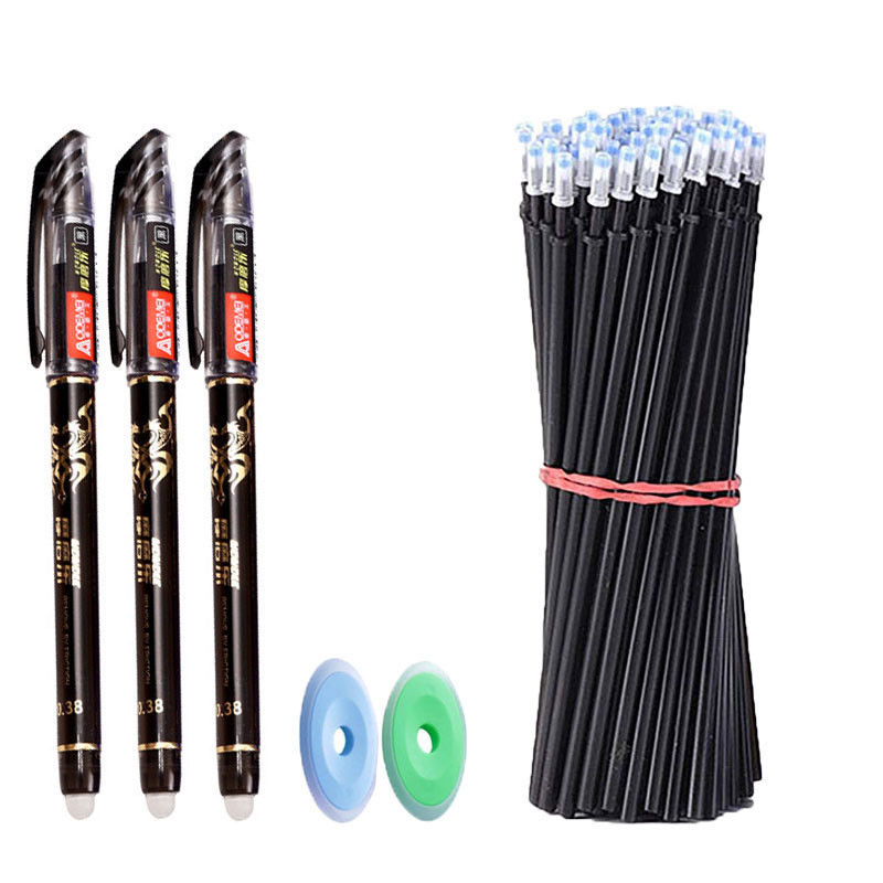 

Office Erasable Gel Pen Set 0.5mm Needle Tip Gel Ink Pens Refills Rods Write Erase Washable Handle For School Business Supplies