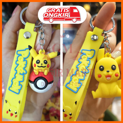 Gantungan Kunci Pikachu Pokemon Silikon Tebal / Ganci Pikachu / Ganci Pokemon / Gantungan Kunci Bone