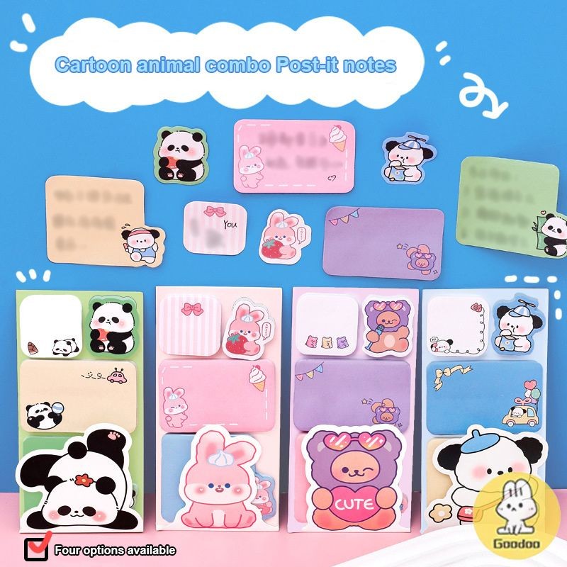 

[COD] Sticky Notes lembar Sticky Note Buku stiker Catatan Kombinasi Hewan Kartun Buku Memo Lucu -GD