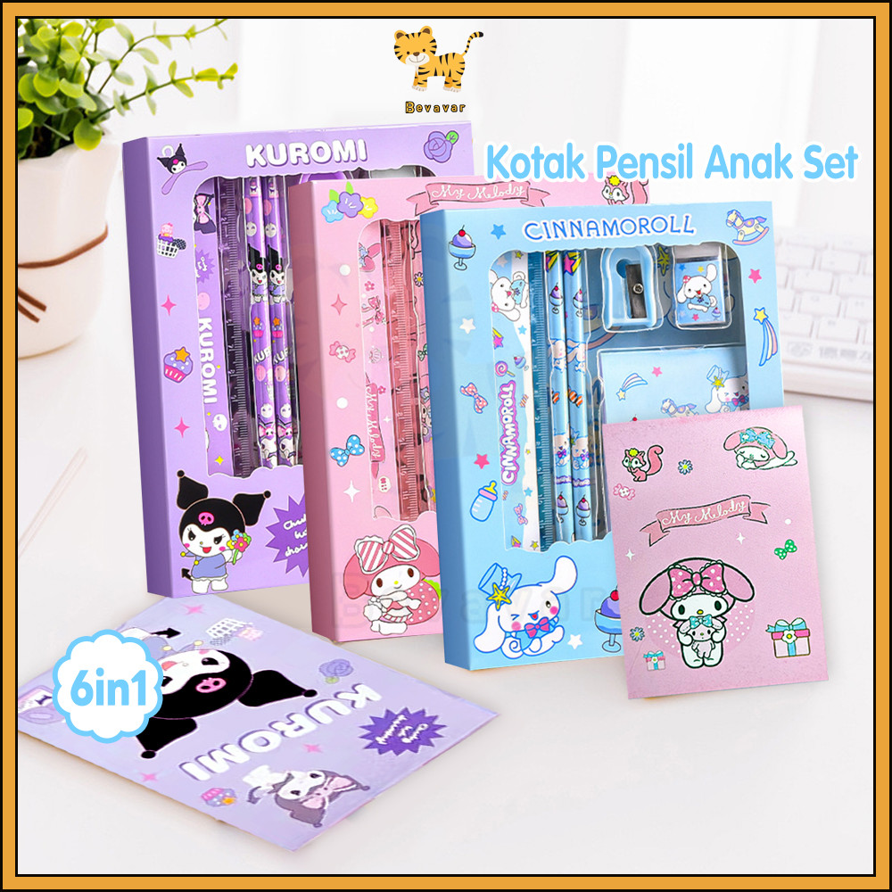

ID Bevavar 6 In 1 Alat Tulis Set Kotak Pensil Anak Set Stationery Untuk Hadiah Anak