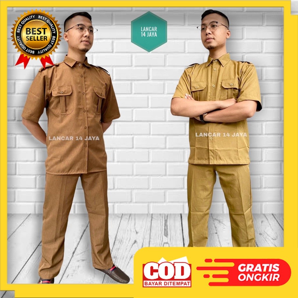 BAHAN PREMIUM / Seragam PNS Seragam Pemda Pria Khaki / Celana PNS keki / Kemeja PNS keki / Atasan Pe