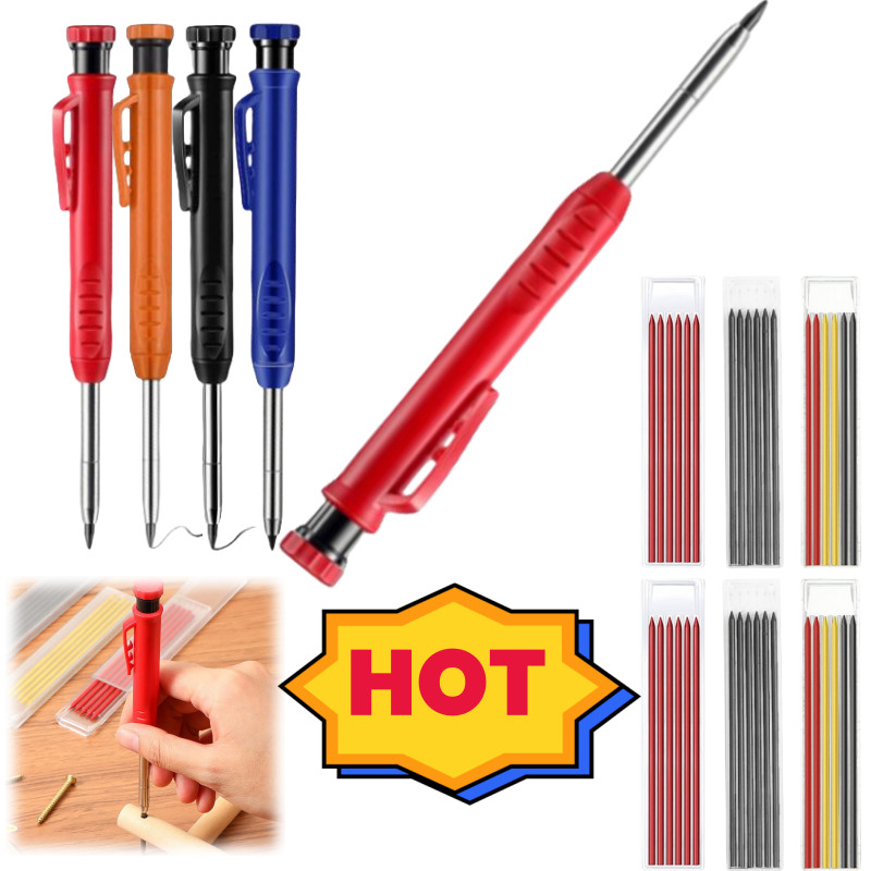

2.8mm Solid Carpenter Pencil with Sharpener Marking Tool Woodworking Construction Long Head Woodworking Pencil Stationery