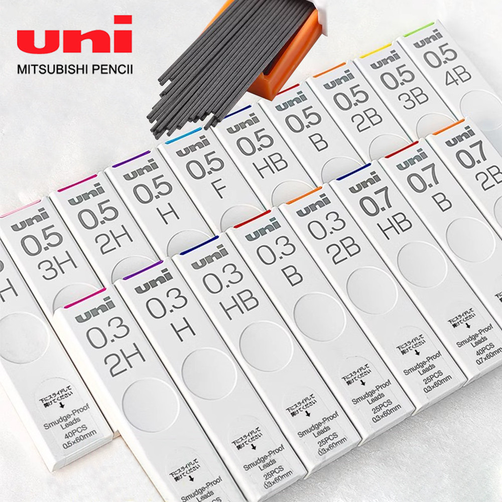 

UNI Mechanical Pencil Lead Graphene Lead Core Thick Black Non-Staining Anti-fouling Replacement Core 0.5/0.7/0.9mm Stationery