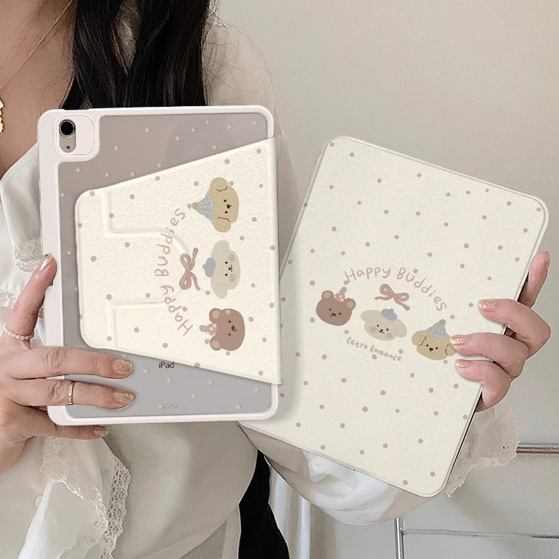 【COD】Tiga Anjing Lucu,720° Rotate  Case Samsung Tab S6 Lite Galaxy A7 10.4"/ A7 Lite / A8 10.5" S6 S